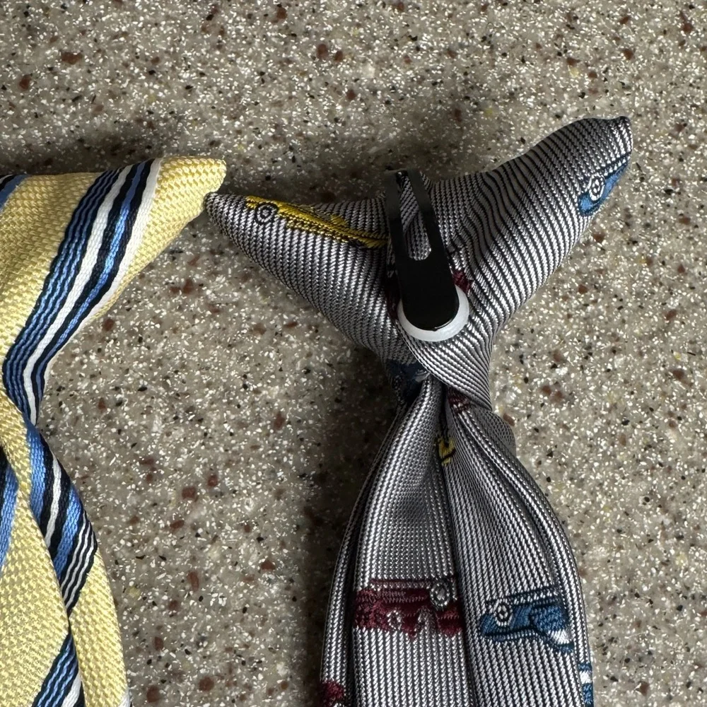 Set of 3 boys clip on ties Cars, stripes